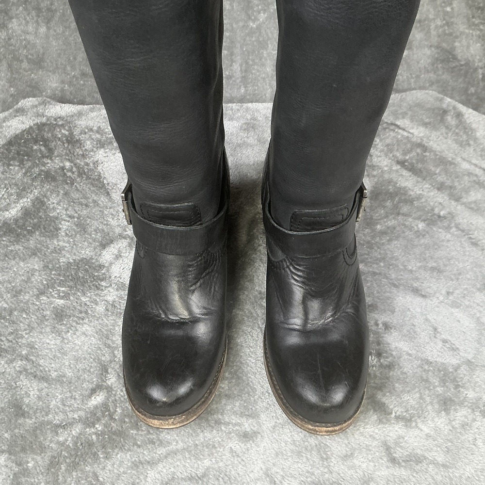Frye Veronica Slouch Women's 7.5 Black Leather Buckle Biker Boots 3475530 - Picture 11 of 15